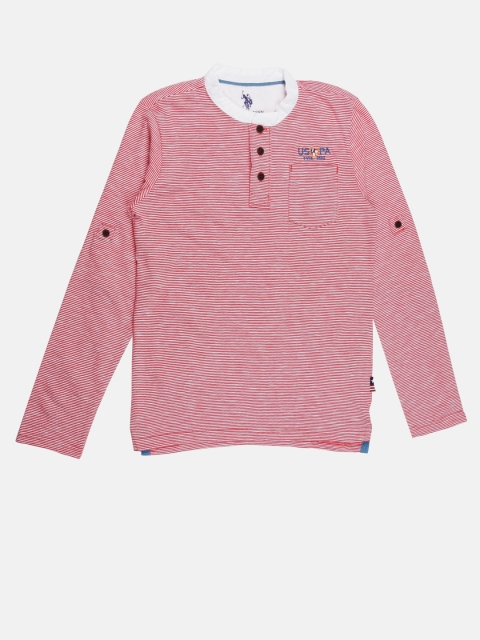 

U.S. Polo Assn. Kids Boys Red Striped Henley T-Shirt