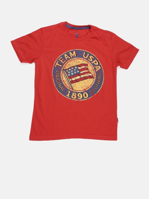 

U.S. Polo Assn. Kids Boys Red Printed Pure Cotton T-shirt