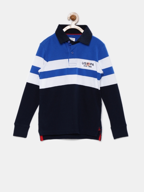 

U.S. Polo Assn. Kids Boys Blue & White Striped Polo T-shirt