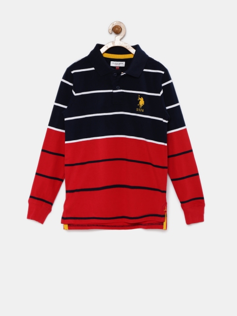 

U.S. Polo Assn. Kids Boys Navy & Red Striped Polo T-shirt, Navy blue