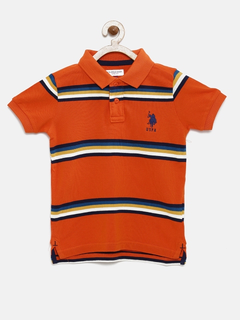 

U.S. Polo Assn. Kids Boys Orange & Blue Striped Polo T-shirt