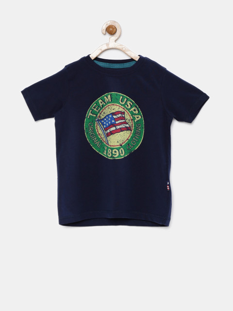 

U.S. Polo Assn. Kids Boys Navy Printed T-shirt, Navy blue