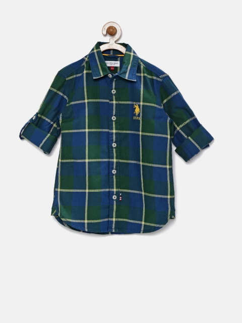 

U.S. Polo Assn. Kids Boys Green & Navy Checked Shirt