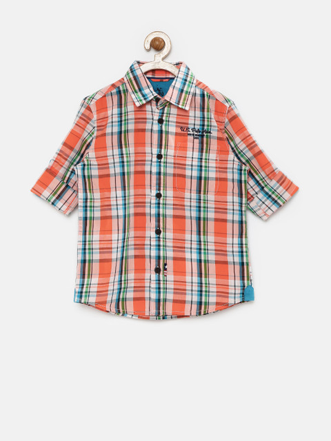 

U.S. Polo Assn. Kids Boys Orange & White Checked Shirt
