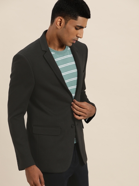 

INVICTUS Men Black Slim Fit Solid Single-Breasted Casual Blazer