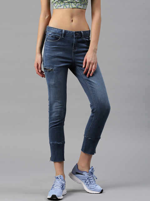 

HRX by Hrithik Roshan Women Blue Jogger Fit Cropped Stretchable Jeans