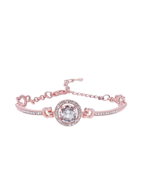 

OOMPH Women Rose Gold & White Cubic Zirconia Handcrafted Rose Gold-Plated Link Bracelet