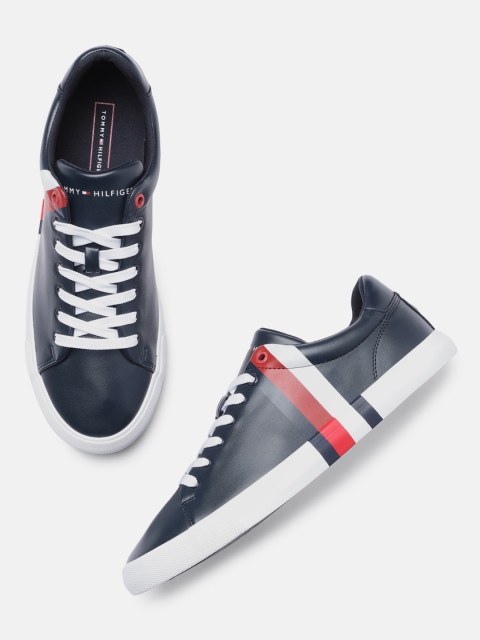 

Tommy Hilfiger Men Navy Blue Striped Sneakers
