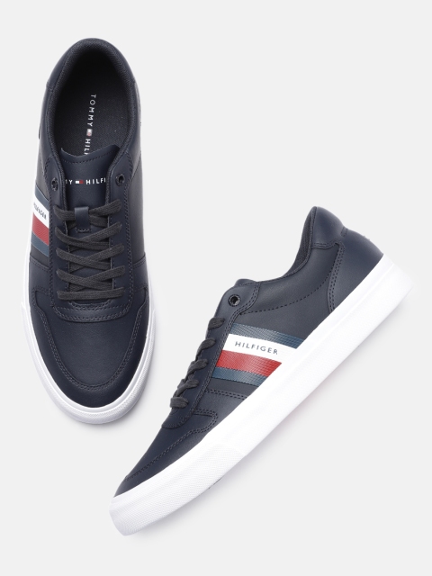 

Tommy Hilfiger Men Navy Blue Leather Sneakers