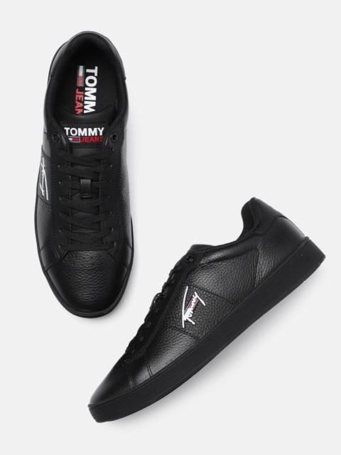 

Tommy Hilfiger Men Black Solid Cupsole TJM Leather Sneakers