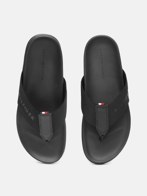 

Tommy Hilfiger Men Black Solid 3D PRINT WEBBING Thong Flip-Flops