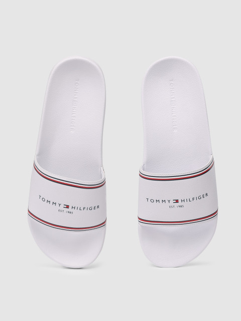 

Tommy Hilfiger Men White RWB RAISED Brand Logo Print Sliders