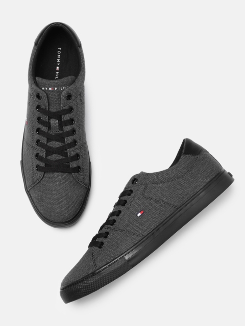

Tommy Hilfiger Men Charcoal Black Solid ESSENTIAL Sneakers