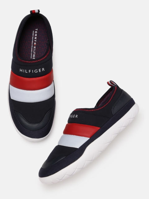 

Tommy Hilfiger Men Navy Blue & Red Colourblocked Sneakers