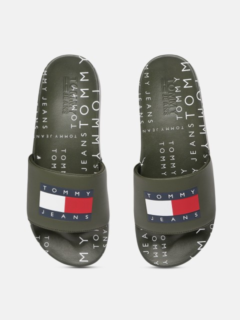

Tommy Hilfiger Men Olive Green Printed Heritage Pool Sliders