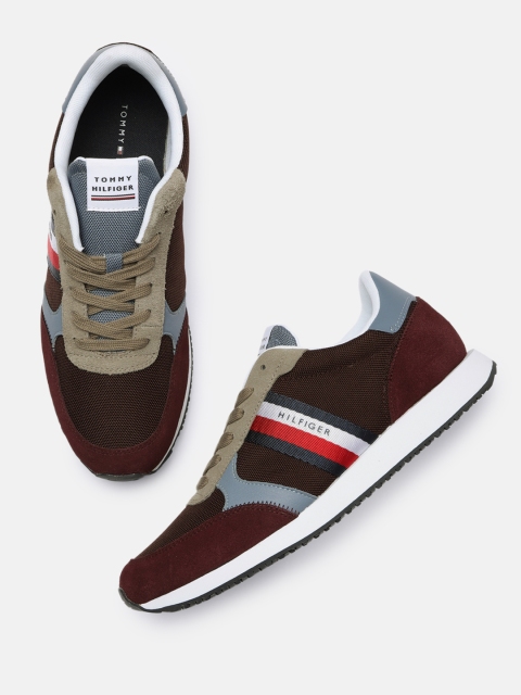 

Tommy Hilfiger Men Maroon & Beige Colourblocked Sneakers
