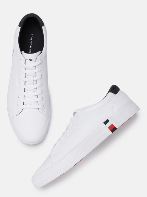 

Tommy Hilfiger Men White Solid Leather Sneakers