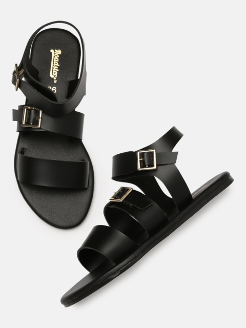 

Roadster Women Black Open Toe Flats