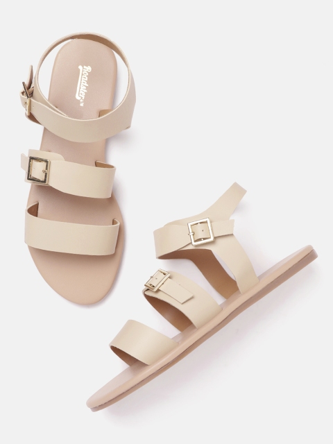 

Roadster Women Cream-Coloured Solid Open Toe Flats