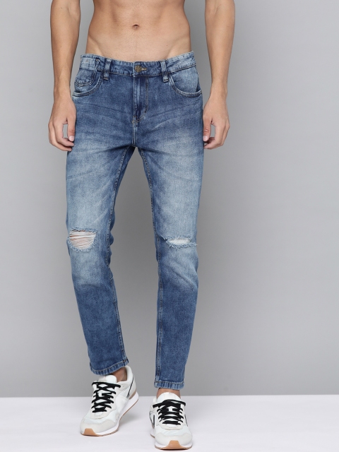 

Kook N Keech Men Blue Super Skinny Fit Low-Rise Slash Knee Heavy Fade Acid Wash Stretchable Jeans