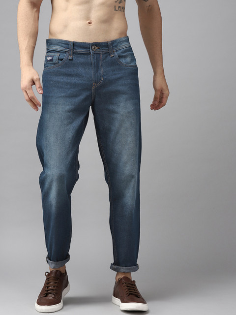 

Roadster Men Navy Blue Carrot Light Fade Stretchable Jeans