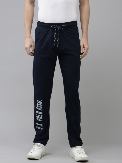 

U.S. Polo Assn. Men Navy Blue & Grey Printed Track Pants