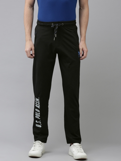 

U.S. Polo Assn. Men Black & Grey Printed Track Pants