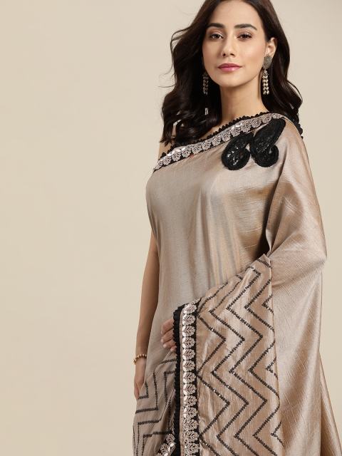 

all about you Grey & Black Sequinned Saree
