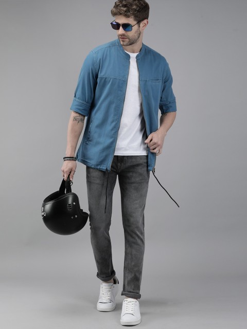 

Roadster Men Blue Opaque Casual Shirt