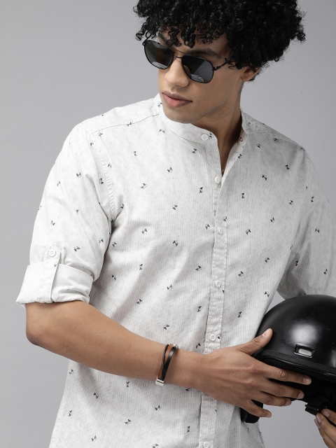 

Roadster Men White & Black Printed Casual Shirt