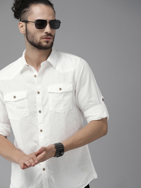 

Roadster Men White Casual Shirt