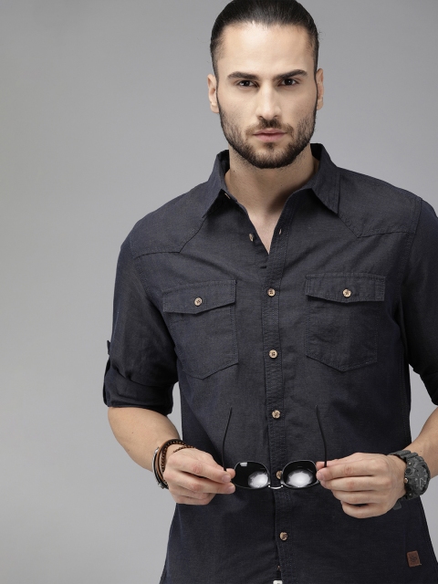 

Roadster Men Navy Blue Casual Shirt
