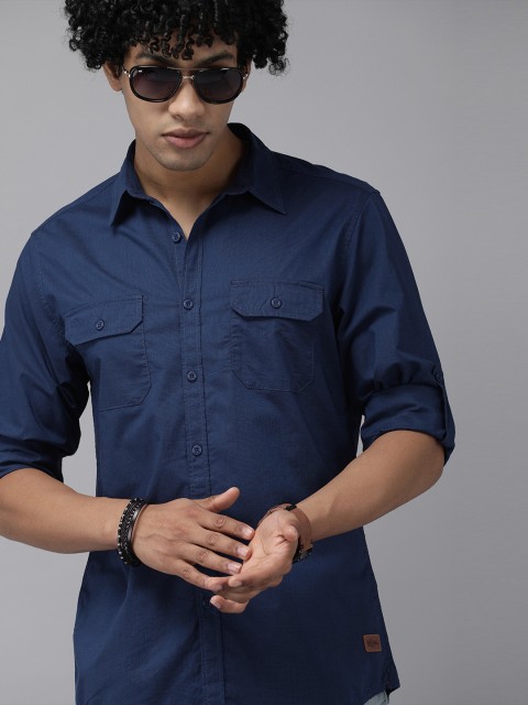 

Roadster Men Navy Blue Solid Casual Shirt