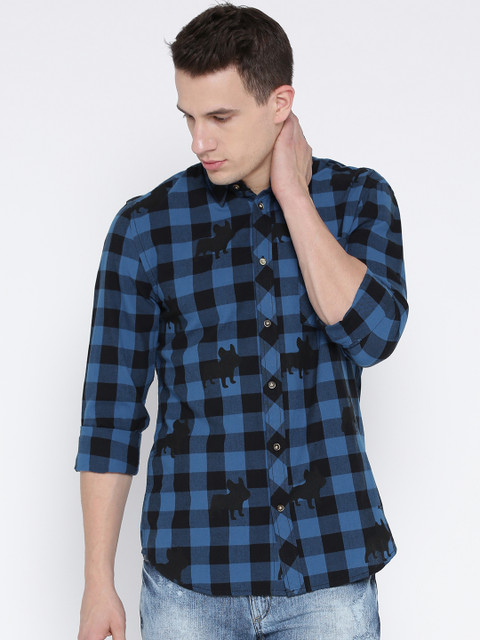 

Jack & Jones Men Blue Regular Fit Checked Casual Shirt