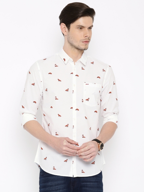 

Jack & Jones Men White Regular Fit Printed Casual Shirt