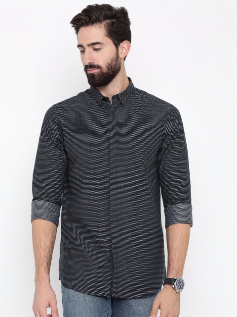 

Jack & Jones Men Navy Slim Fit Geometric Casual Shirt, Navy blue