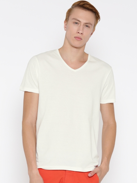

Jack & Jones Men White Solid T-Shirt