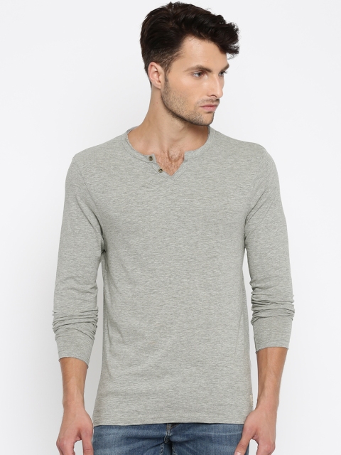 

Jack & Jones Men Grey Melange Solid T-Shirt
