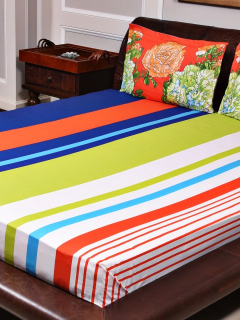 

STELLAR HOME Multicoloured 144 TC Cotton Double Bedsheet with 2 Pillow Covers, Multi