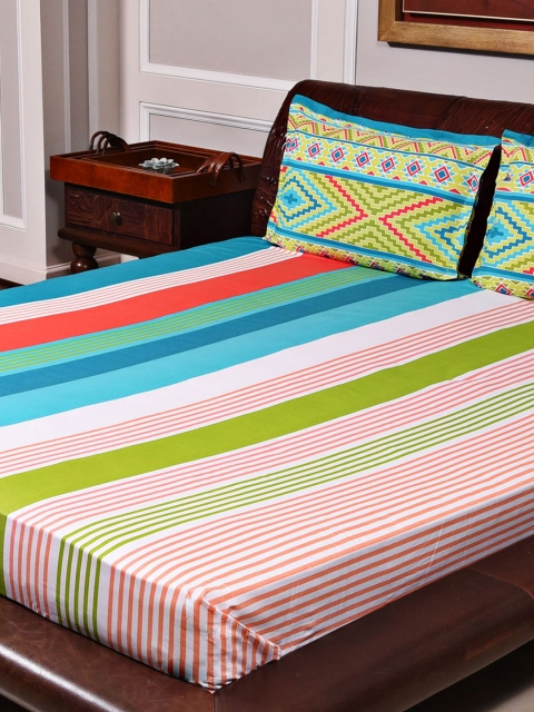 

STELLAR HOME Multicoloured 144 TC Cotton Double Bedsheet with 2 Pillow Covers, Multi