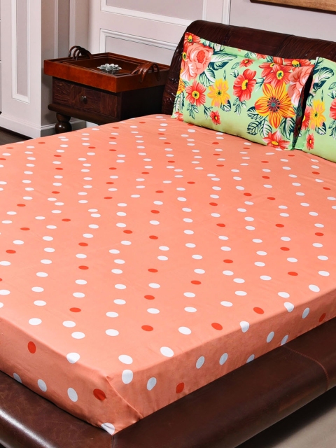 

STELLAR HOME Peach-Coloured 144 TC Cotton Double Bedsheet with 2 Pillow Covers