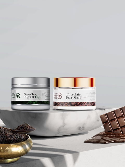 

The Beauty Sailor Set of 2 Green Tea Night Gel Cream + Chocolate Face Mask, White