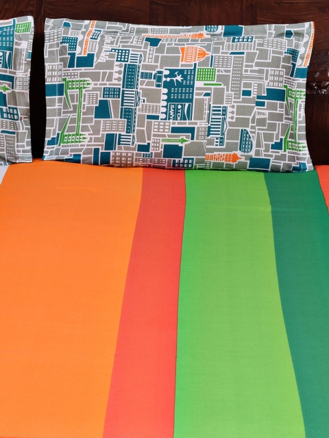 

STELLAR HOME Multi-Coloured 128 TC Cotton Double Bedsheet with 2 Pillow Covers