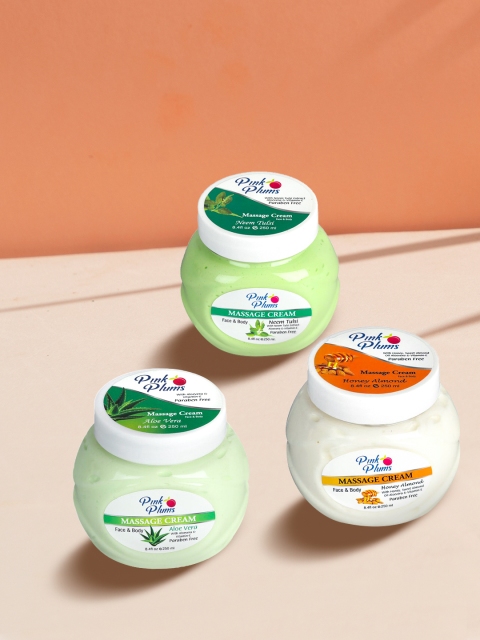 

GRACIT Women Aloe Vera Honey Almond Neem Tulsi Face & Body Massage Creams 750 ml, Green