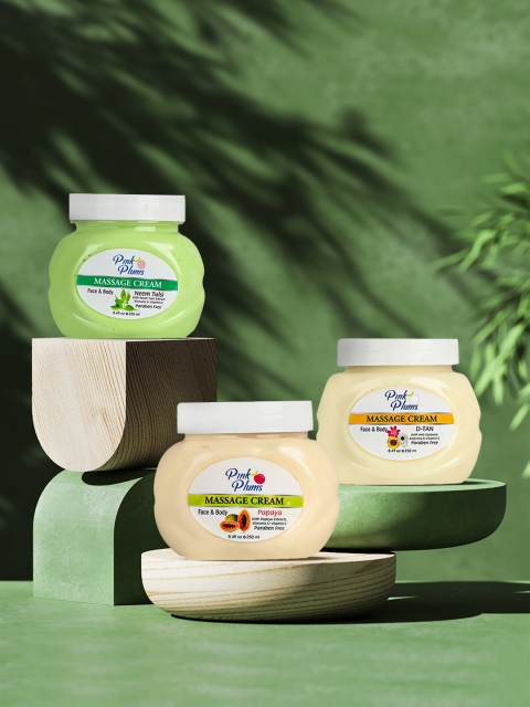 

GRACIT Set Of 3 D-Tan Neem Tulsi Papaya Face & Body Massage Creams 750ml, Pink