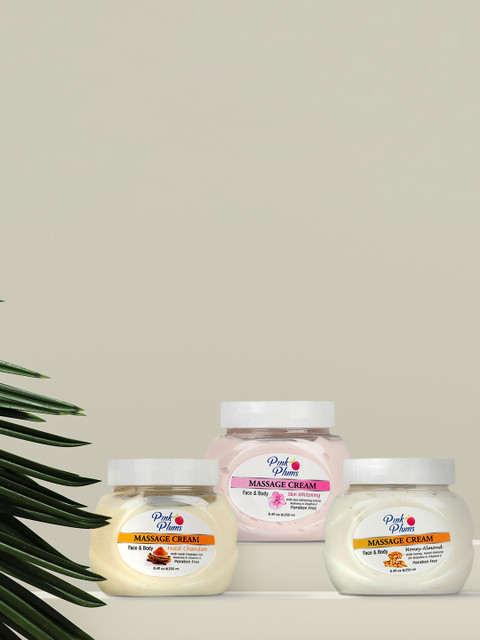 

GRACIT Set Of 3 Haldi Chandan Honey Almond Skin Whitening Face & Body Massage Creams 750ml, Pink