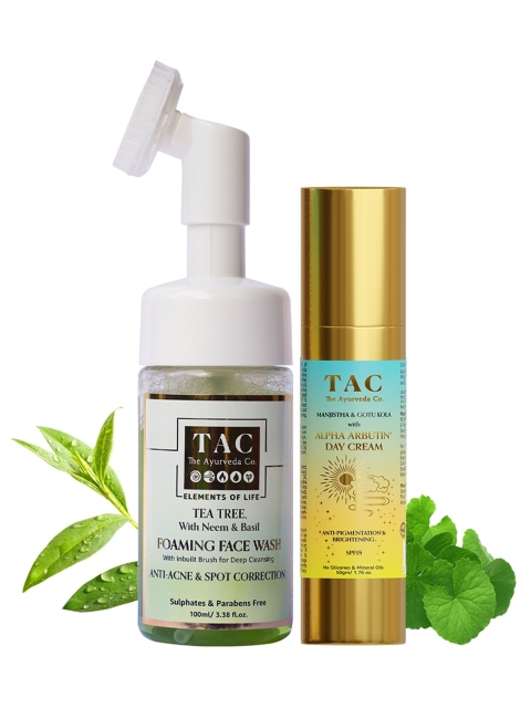 

TAC - The Ayurveda Co. Face Day Cream for Oily Skin & Tea Tree Anti-Acne Foaming Face Wash, Green