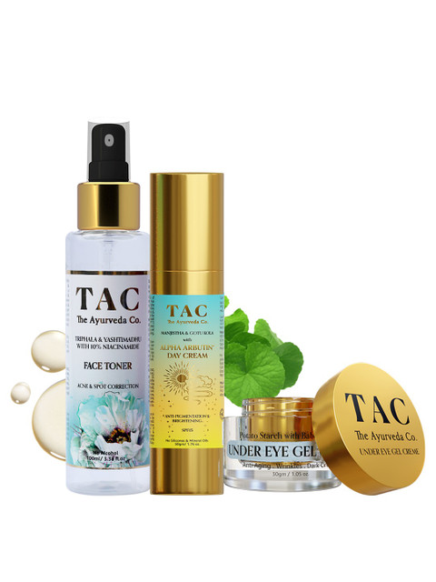 

TAC - The Ayurveda Co. Under Eye Gel Cream for Dark Circles, Day Cream SPF 15 & Face Toner, White