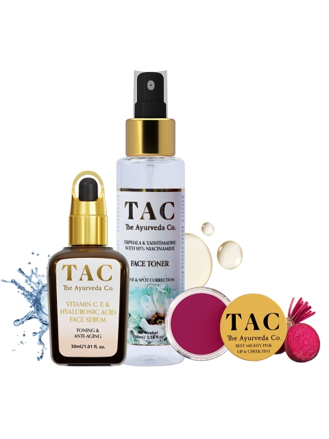 

TAC - The Ayurveda Co. Vitamin C Serum 10% Niacinamide Toner & Beetroot Lip And Cheek Tint, Maroon