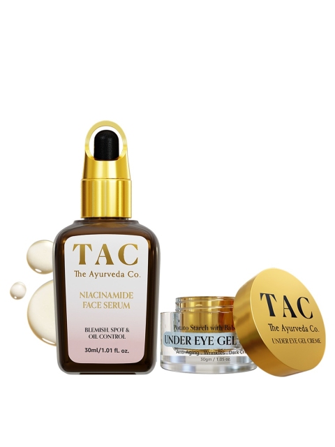 

TAC - The Ayurveda Co. Under Eye Gel Cream for Dark Circles & 10% Niacinamide Face Serum, Transparent